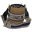 Christian Dior Basket Bag Trotter Bolsa de ombro em lona Rattan Azul Auth 51270NO