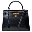 Hermes Kelly bag 28 in black leather - 101356 - Hermès