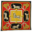 HERMES CARRE 90 GRAND APPART Sciarpa Seta Rosso Nero giallo Auth bs7740 - Hermès