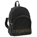 FENDI Backpack Nylon Black Brown Auth yb325 - Fendi