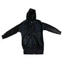 veste Gilet noir long Zippé à capuche soie et lyocell T.S - Adolfo Dominguez