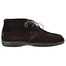 Prada Lace-Up Chukka Boots in Brown Suede