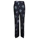 Gucci Floral Cropped Trousers in Navy Blue Cotton