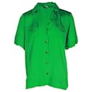 Camisa Ripstop Ganni Kelly em Viscose Verde