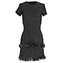 Maje Fringed Shift Dress in Charcoal Cotton