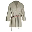Loro Piana Reversible Belted Kimono Coat in Multicolor Leather