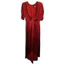 Reformation Robe mi-longue Toluca en soie rouge