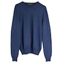 Louis Vuitton Elbow Patch Logo-Embroidered Sweater in Blue Wool
