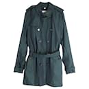 Burberry Sandringham Double-Breasted Trench Coat in Green Cotton