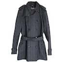 Burberry Double-Breasted Coat in Grey Cotton