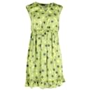 Love Moschino Ruffled Floral Dress in Green Silk