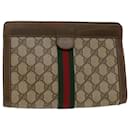 GUCCI GG Canvas Web Sherry Line Clutch Bag Beige Red Green 89.01.001 Auth yk8285 - Gucci