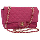 CHANEL Matelasse 25 Chain Flap Shoulder Bag Canvas Pink CC Auth 51276A - Chanel