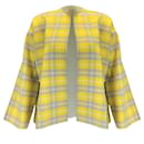 Sofie D'Hoore Yellow / Green Multi Checkered Open Front Wool Jacket - Sofie d'Hoore