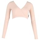 Blusa recortada sobrepeliz Brunello Cucinelli em algodão nude