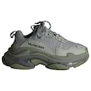 Balenciaga Triple S Sneakers in Grey Leather and Mesh