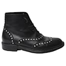 Saint Laurent Army Lace Up Boots with Studs in Black Leather