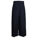 Christian Dior Wide Leg Trousers in Navy Blue Wool