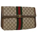 GUCCI GG Canvas Web Sherry Line Clutch Bag Beige Red 67.014.3087 Auth yk8319 - Gucci