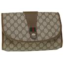GUCCI GG Canvas Web Sherry Line Clutch Bag PVC Leather Beige Red Auth ep1418 - Gucci