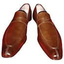 Penny loafer in brown leather for men - Santoni