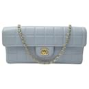 CHANEL EAST WEST CHOCOLATE BAR HANDBAG IN BLUE QUILTED PURSE QUILTED LEATHER - Chanel