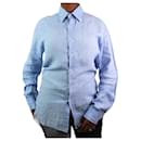 Camisa de linho com botões azul - tamanho M - Autre Marque