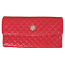 Portefeuille pochette CC Camellia rouge - Chanel