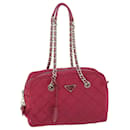 PRADA Chain Shoulder Bag Nylon Pink Auth 52016 - Prada