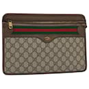 GUCCI GG Canvas Web Sherry Line Clutch Bag Beige Red Green 597619 Auth yk8206 - Gucci