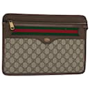GUCCI GG Canvas Web Sherry Line Clutch Bag Beige Red Green 597619 Auth yk8242 - Gucci