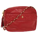 BALLY Chain Shoulder Bag Leather Red Auth yb317 - Bally