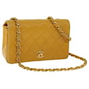 CHANEL Matelasse Turn Lock Chain Shoulder Bag Lamb Skin Orange CC Auth 51273a - Chanel