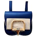 Hermes Della Cavalleria en piel de becerro Tadelakt azul con GHW - Hermès