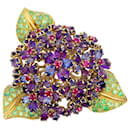 Clip René Boivin,“Bouquet of Violets”, yellow gold, colored gems. - Autre Marque