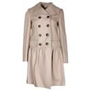 Burberry Double-Breasted Coat in Beige Wool