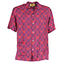 Gucci x Adidas Short Sleeve Bowling Shirt in Purple & Red Silk
