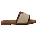 Chloe Woody Flat Mule in Brown Leather and Cream Shearling - Chloé