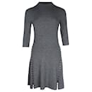 Maje Embellished Ribbed-Knit Mini Dress in Grey Acrylic
