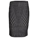 Diane Von Furstenberg Jacquard Pencil Skirt in Black Wool