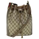 GUCCI GG Canvas Web Sherry Line Shoulder Bag PVC Leather Beige Green Auth 52761 - Gucci