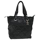 CHANEL Paris Biarritz Shoulder Bag Coated Canvas Black CC Auth bs8049 - Chanel