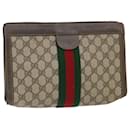 GUCCI GG Canvas Web Sherry Line Clutch Bag Beige Red Green 89 01 002 Auth ep1566 - Gucci