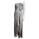 Vestido de noche sin tirantes gris plateado de Monique Lhullier - Autre Marque