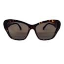 Chanel Brown Crystal Embellished CC Logo Butterfly Tortoiseshell Acetate and Lambskin Leather Sunglasses