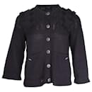 Cardigan Chanel com botão frontal em algodão preto