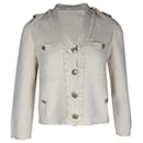Chanel Button-Front Ruffled Cardigan in Cream Cotton