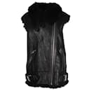 Iro Courtney Fur Lined Vest in Black Leather