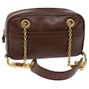 GUCCI Chain Shoulder Bag Leather Brown 001 115 1498 Auth bs7878 - Gucci
