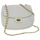 BALLY Quilted Chain Shoulder Bag Leather White Auth bs7943 - Bally